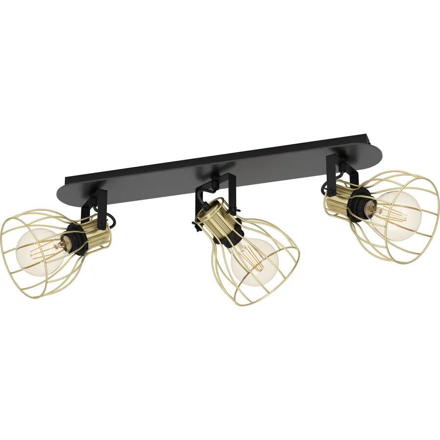 Eglo Spot Sambatello Schwarz Stahl/Holz 28 cm 26 cm - Farbe: Schwarz/Messing - Material: Holz/Stahl