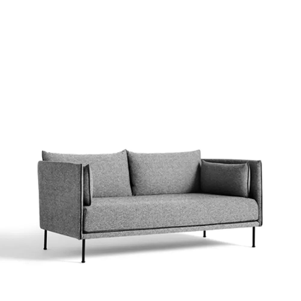 HAY Silhouette 2-Sitzer Sofa Olavi 03 grey-schwarz Metallbeine