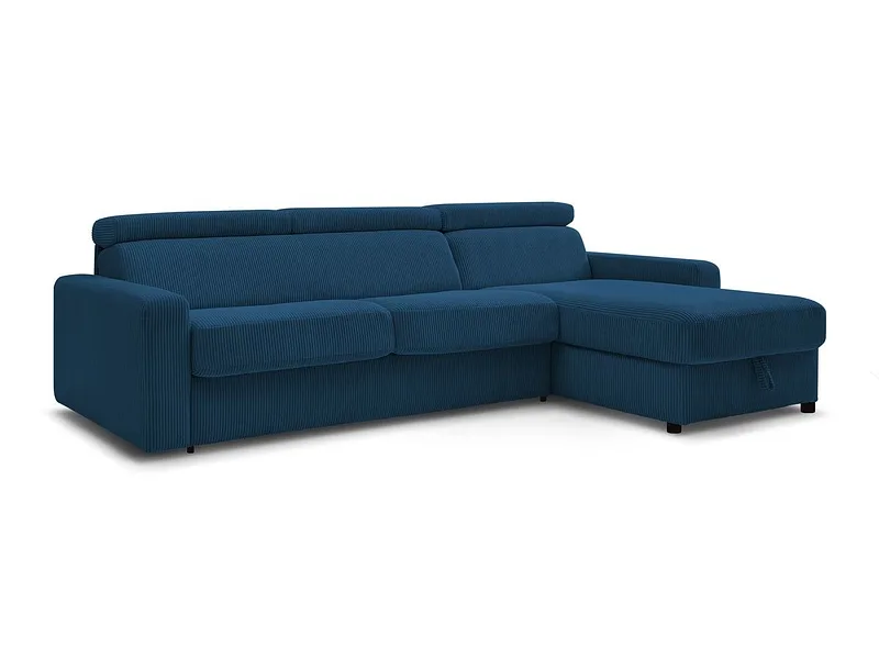 Ecksofa BOBOCHIC MONACO Cord-Stoff dunkelblau