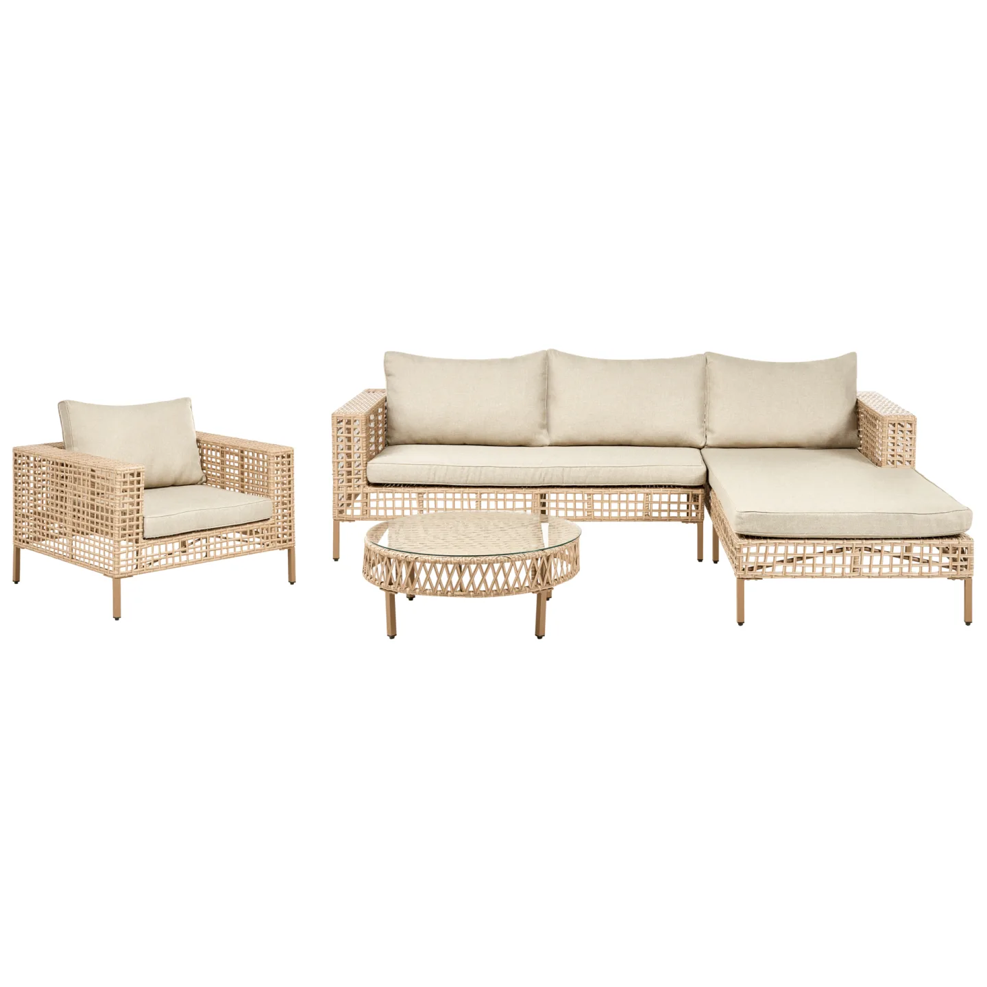 Soffgrupp utomhus med Bord 4-Sits Calasetta Vänstervänd Konstrotting - Beige