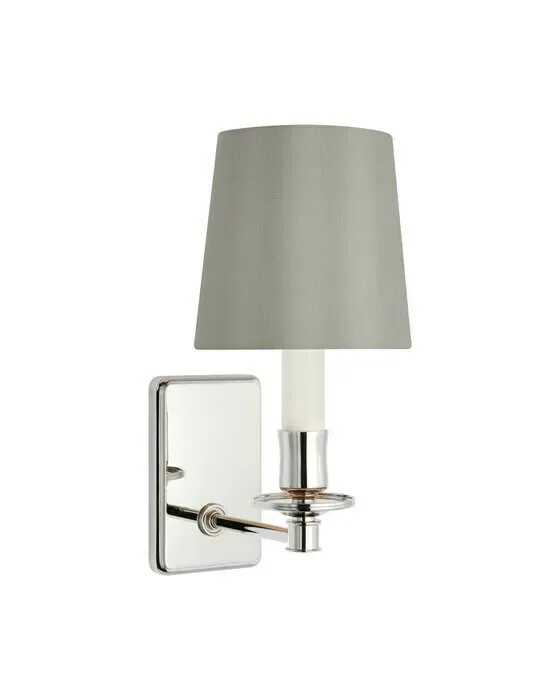 Tara 12" Sconce Nickel/5" Mist Silk Empire Shade