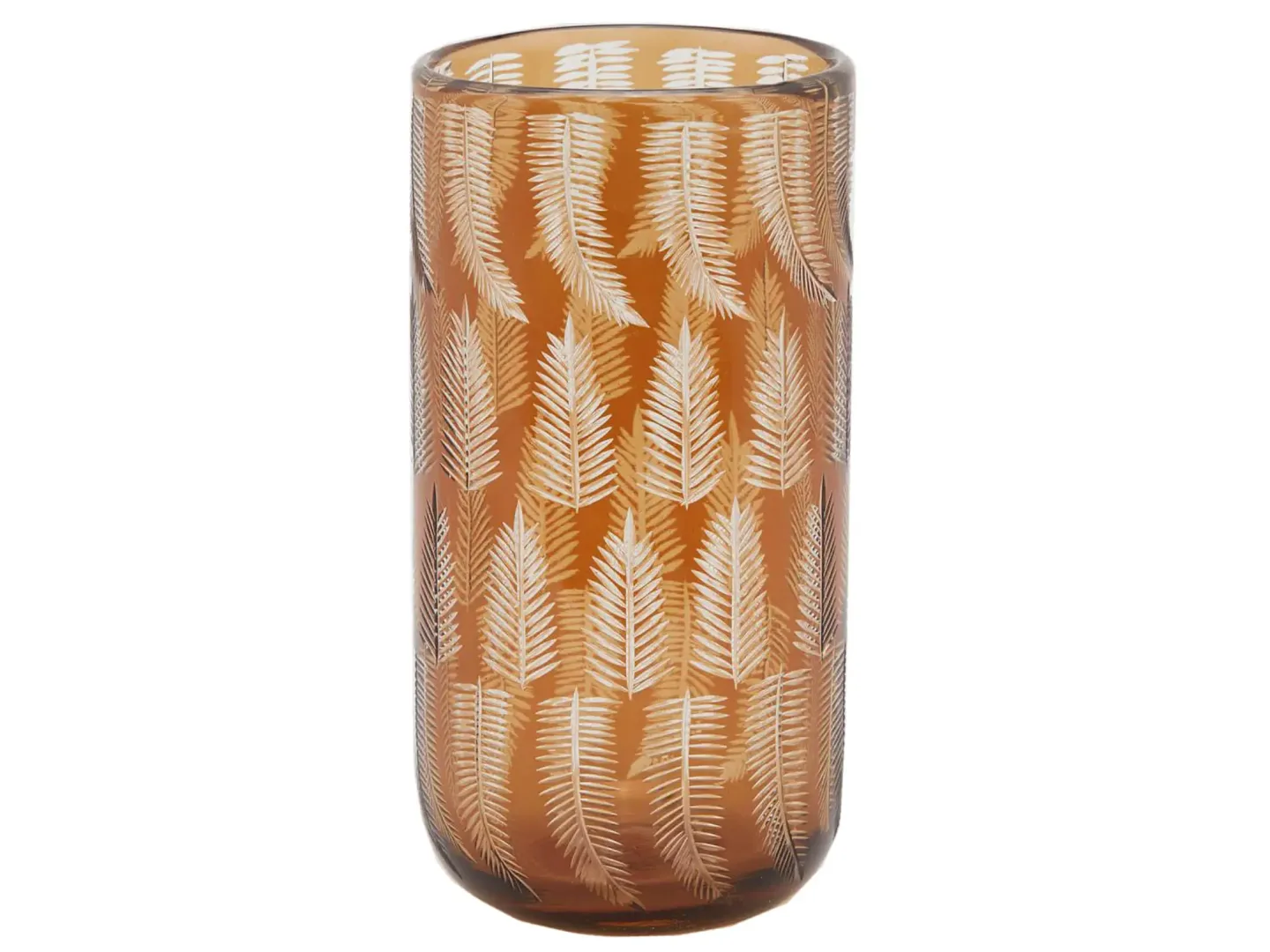 Edg Vase Amber mit Palmblatt H: 26 cm | Schubiger Möbel