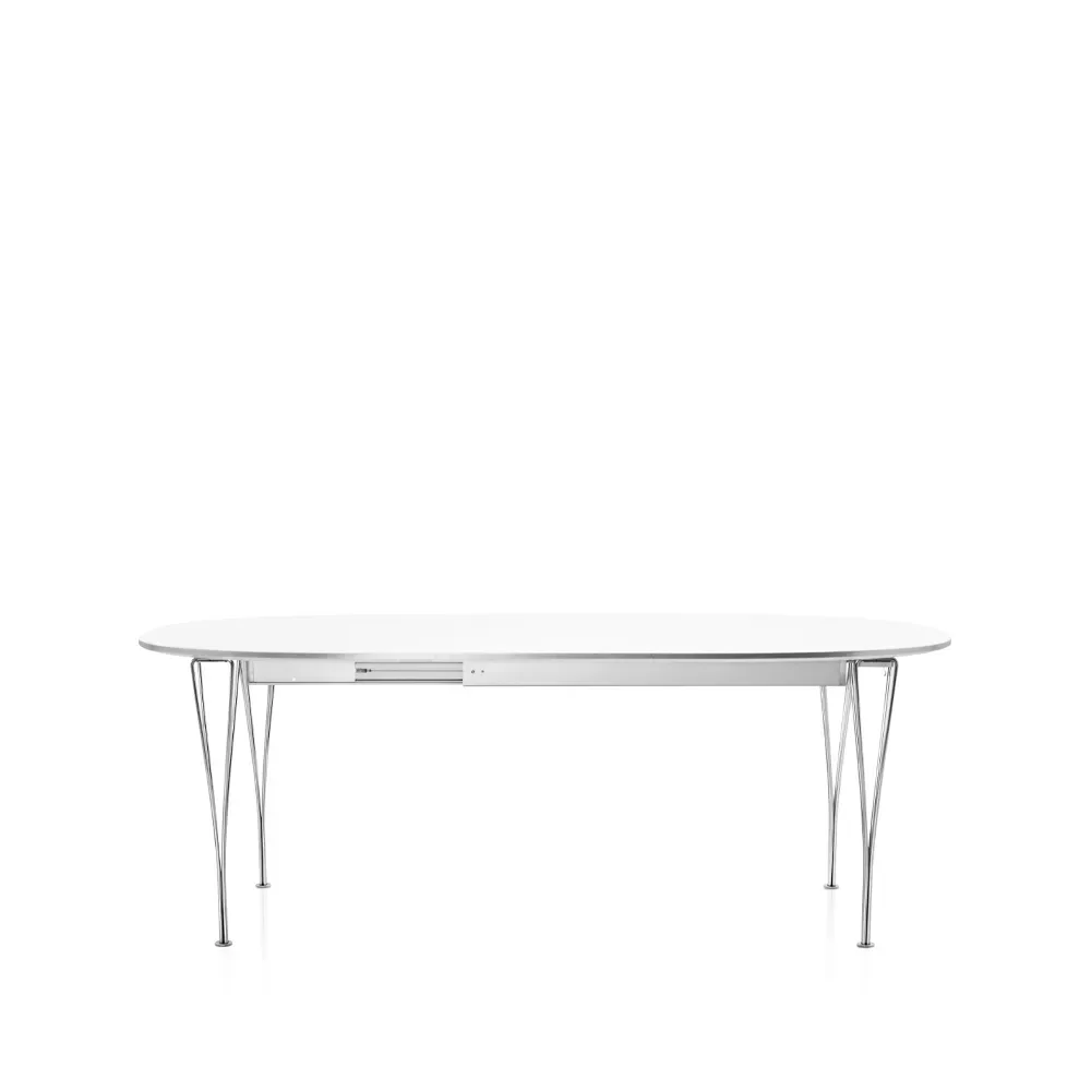 Fritz Hansen Superellips B619 matbord Vit laminat 2 ilägg-krom