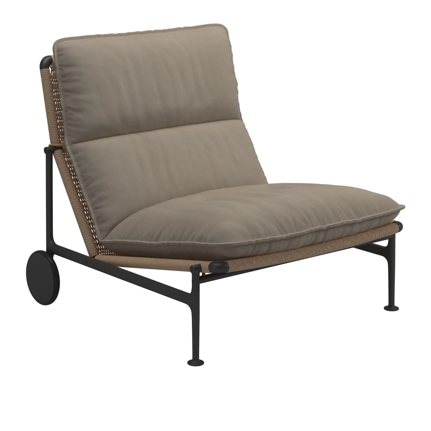 Gloster - Zenith Lounge Chair - Meteor - Fabric Grade D - Wave Buff - Matstolar utomhus - Henrik Pedersen - Mönstrad - Trä