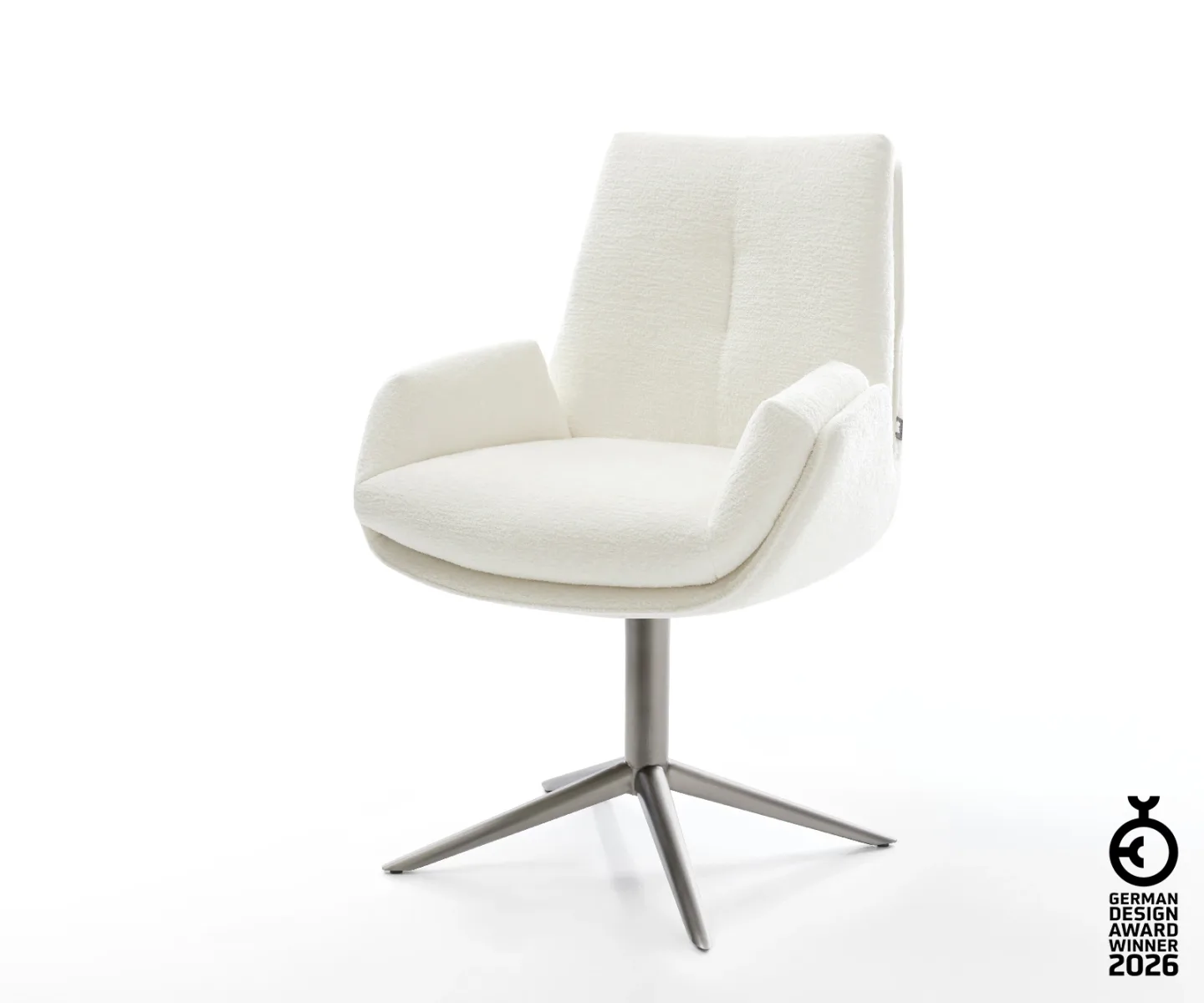 Drehstuhl Clea-Flex Bouclé Soft Beige Fußkreuz Graphit 360° drehbar Wippfunktion