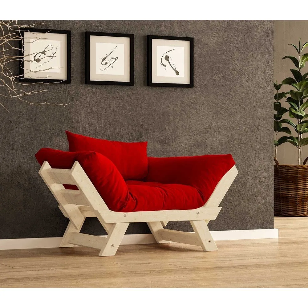 Zylar 2-sits Bäddsoffa - Natur/Röd