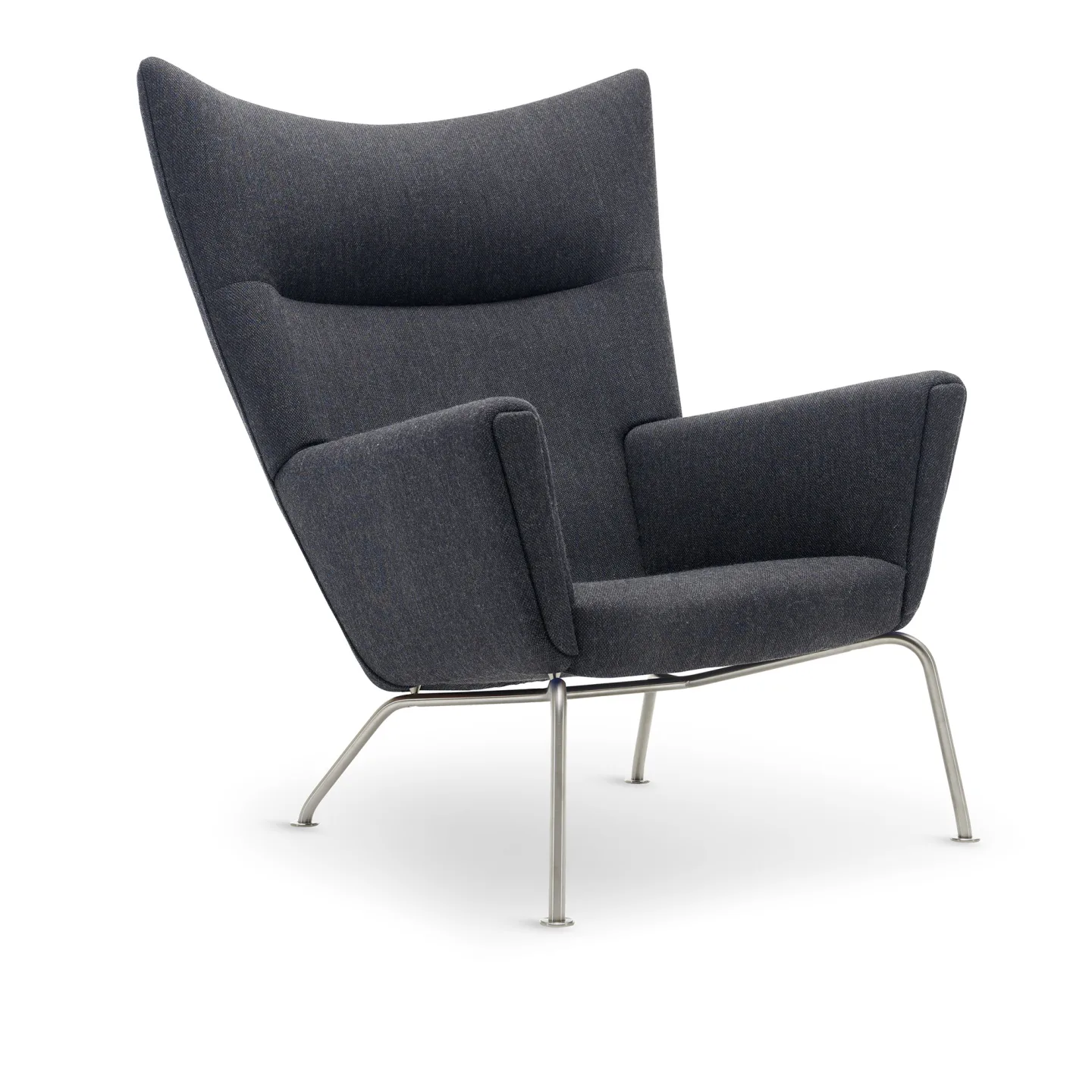 Carl Hansen - CH445 Wingchair Fiord 191 Stainless HR FSC®70% - Fåtöljer - Hans J. Wegner - Blå - Trä