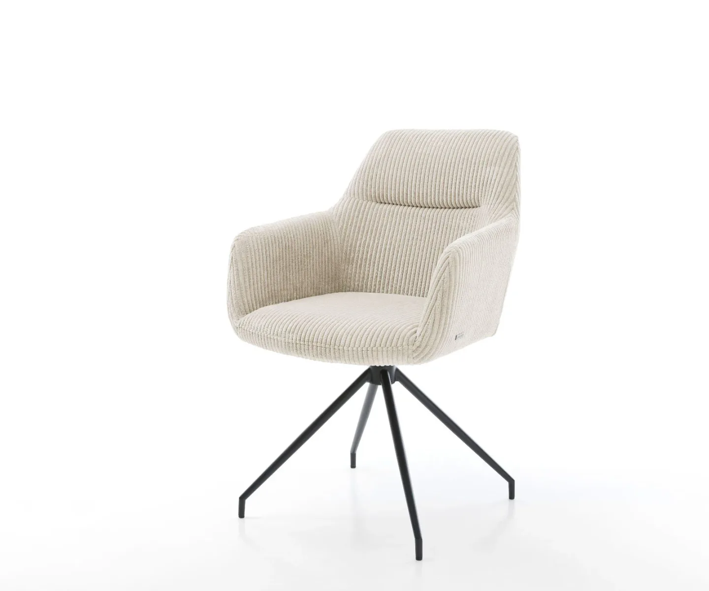 Esszimmerstuhl Pejo-Flex Cord Beige Kreuzgestell konisch Schwarz Taschenfederkern