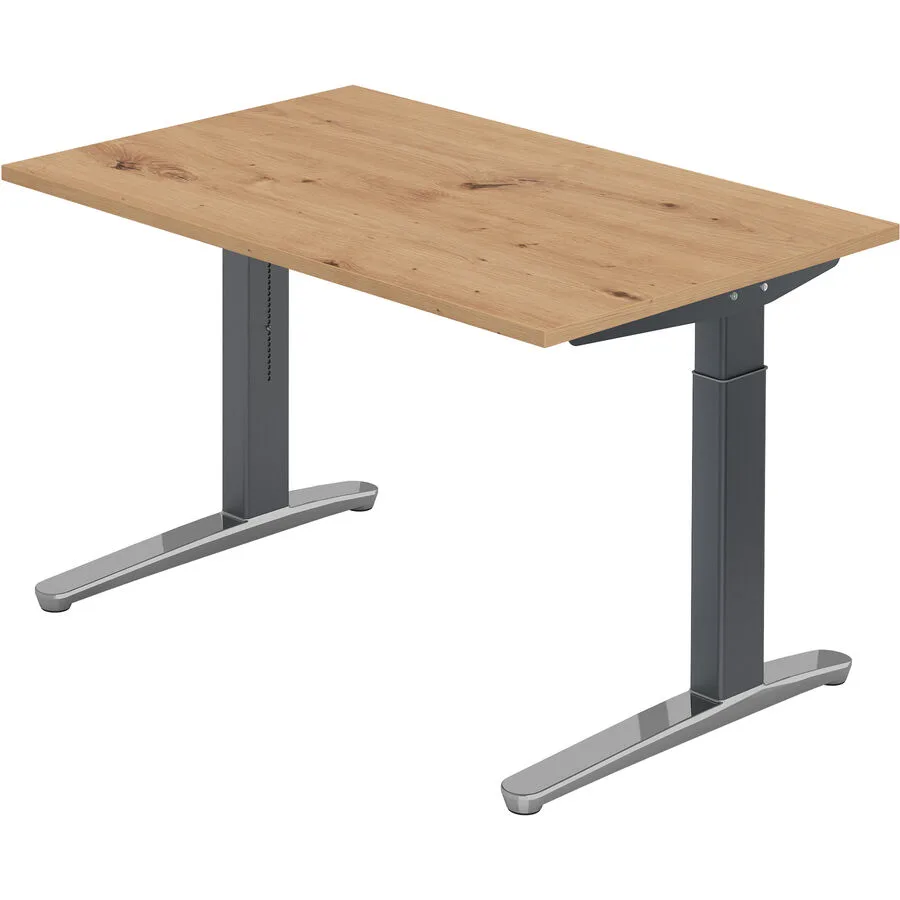 Schreibtisch Office Asteiche Holzwerkstoff Höhenverstellbar B 120 T 80 cm