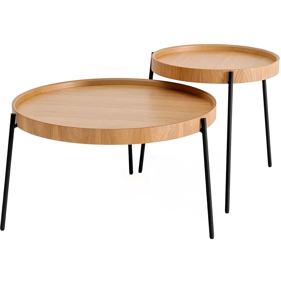 Beistelltisch 2er-Set Yasam natur Holzwerkstoff B 70 H 40 cm