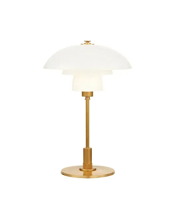 Whitman Desk Lamp Antique Brass/White