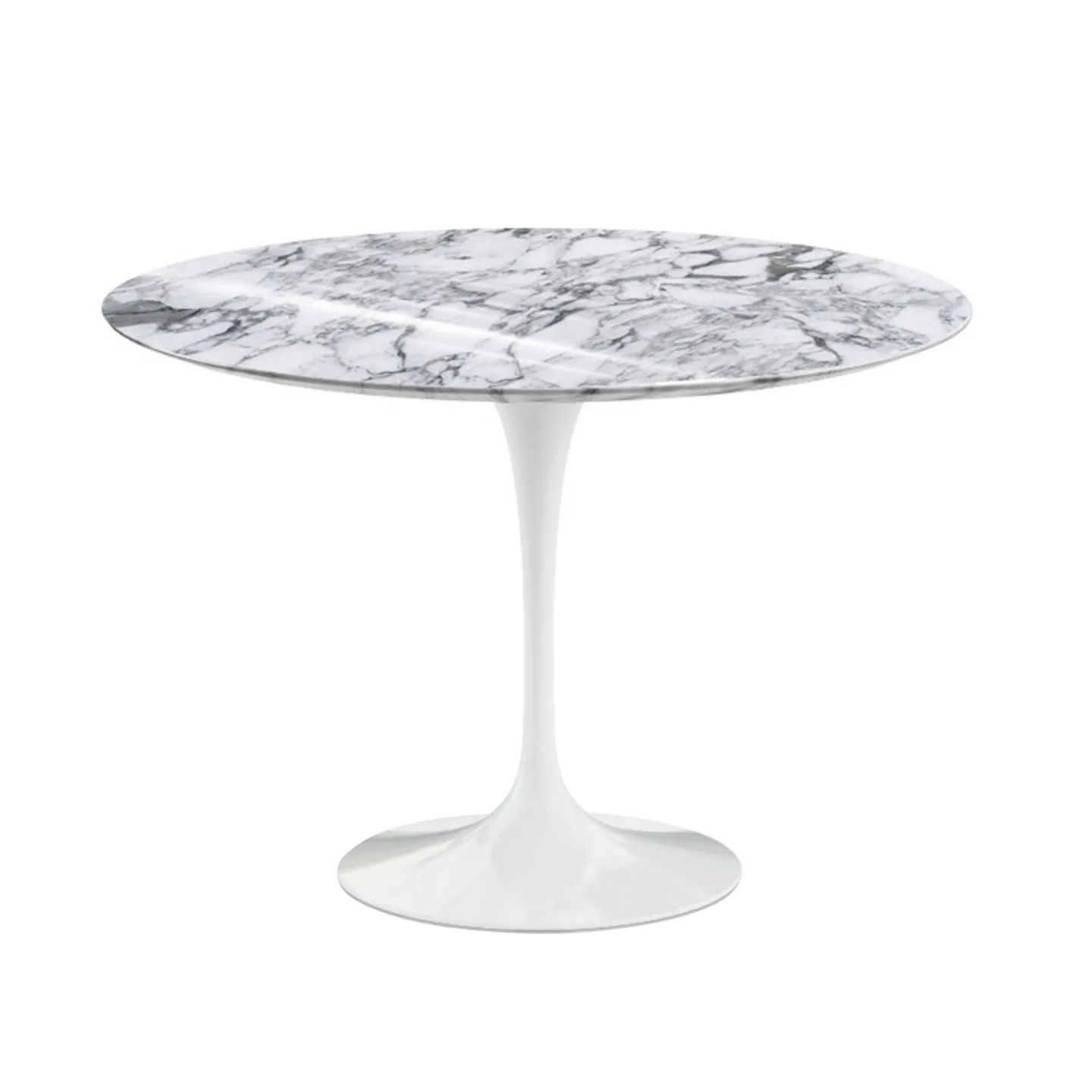 Knoll - Saarinen Round Table - Matbord, Ø 107 cm, Vitt underrede, skiva i matt vit Arabescato marmor - Matbord - Eero Saarinen