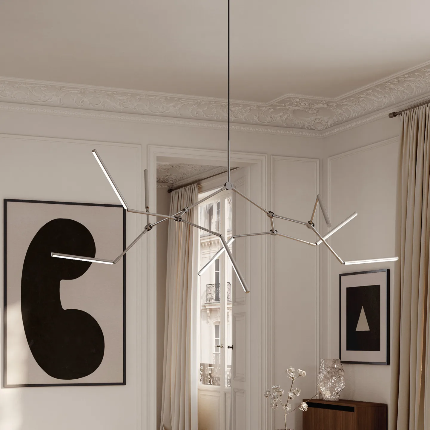 101 Copenhagen Stick chandelier Kronleuchter Chrome