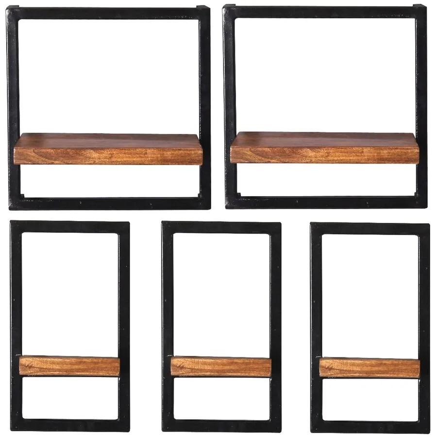 Wandregal Ecuador natur, schwarz Mangoholz, Metall B 75 T 25 cm
