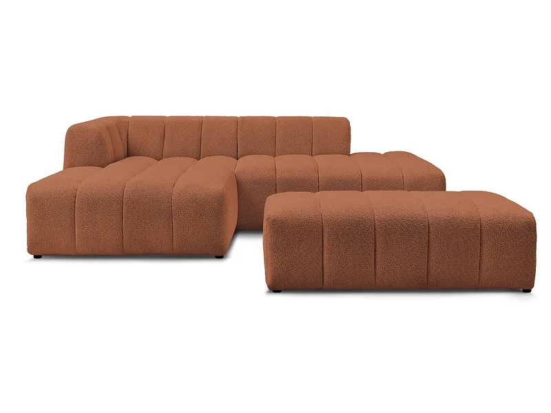 Ecksofa mit Hocker BOBOCHIC ANNECY Boucle-Stoff orange