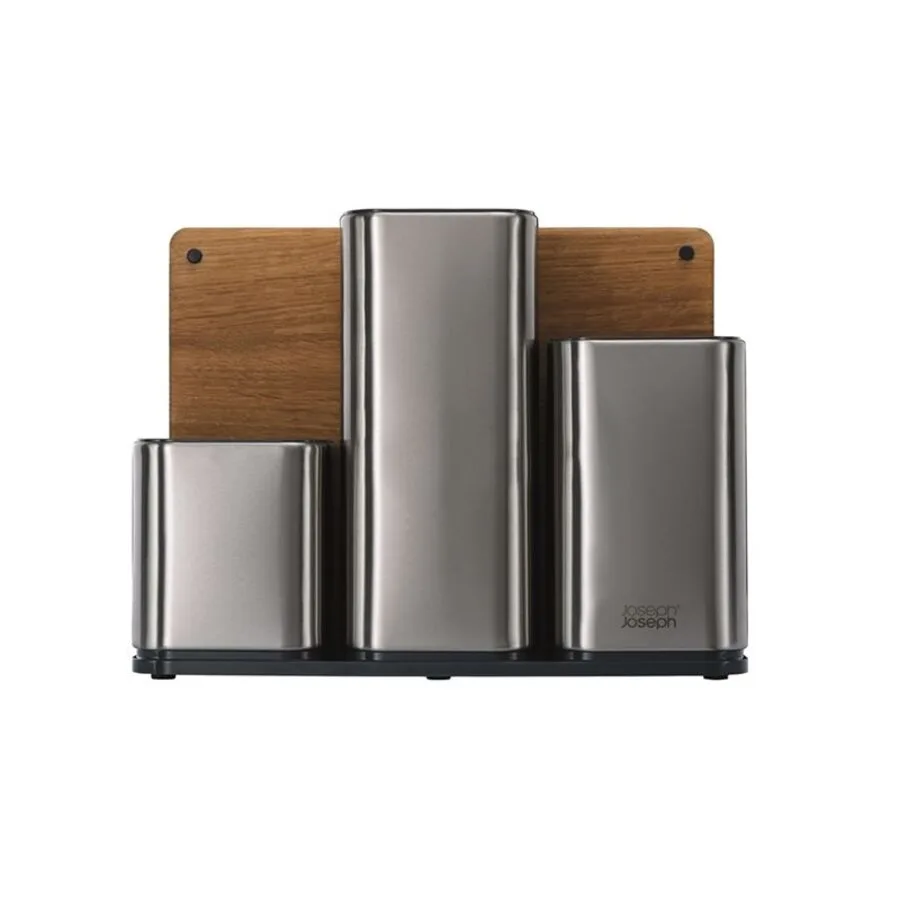 Schneidebrett Joseph Joseph Steel Collection Braun/Silber Edelstahl/Holz 12.5 cm 31 cm - Farbe: silber-braun