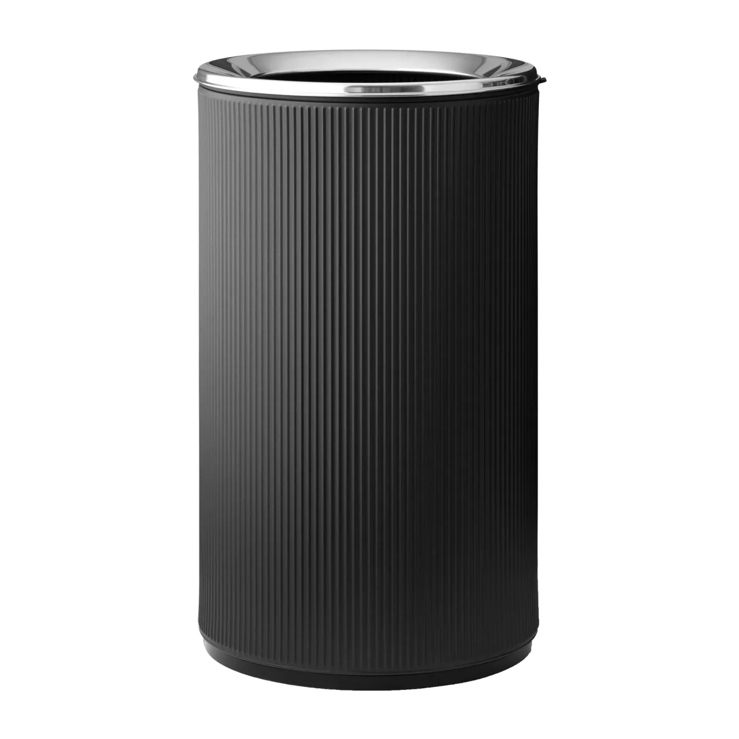 Vipp Vipp19 Papierkorb mit Rand 60 l Black-stainless steel