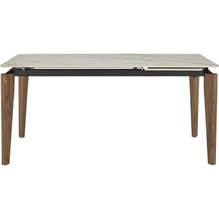 Tisch Tyla Weiss/Braun Keramik/Holz 90 cm Ausziehbar