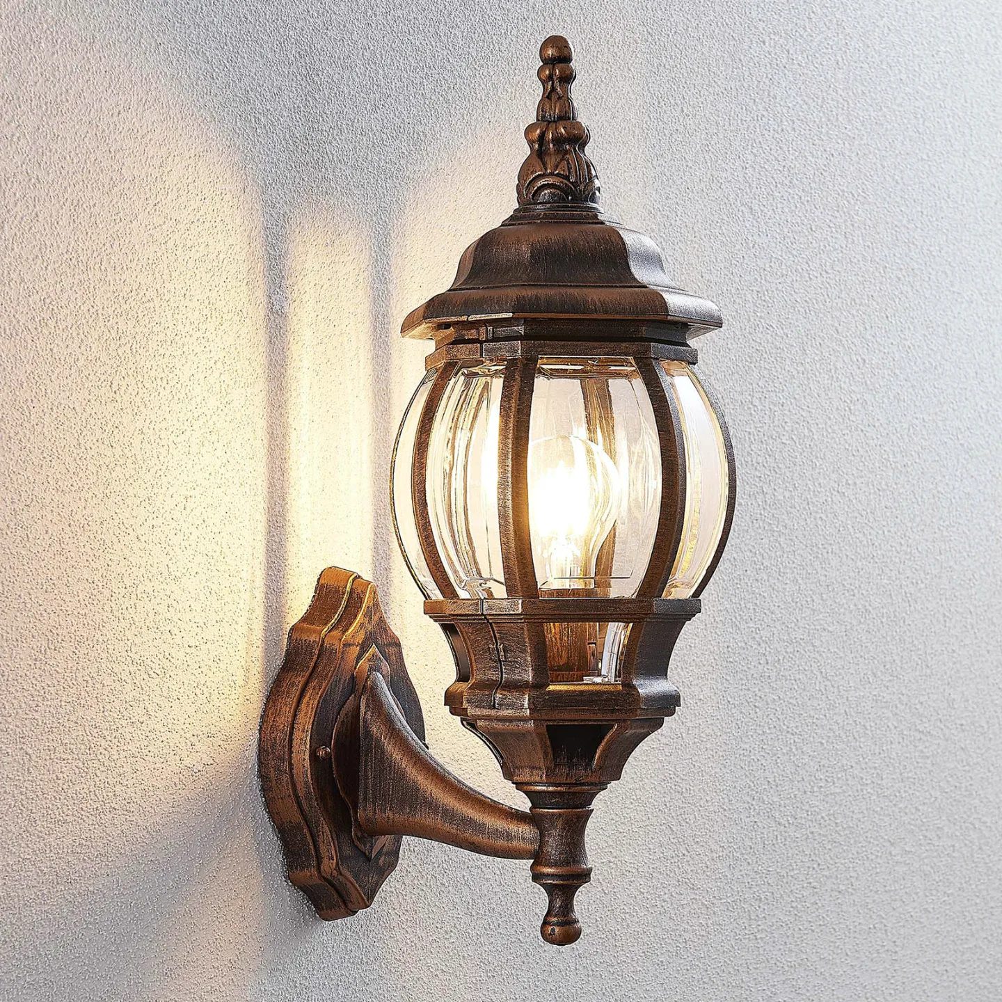 Nadesha Utomhus Vägglampa Brushed Gold - Lindby - Terrass - Antik - Plast - Med en ljuskälla