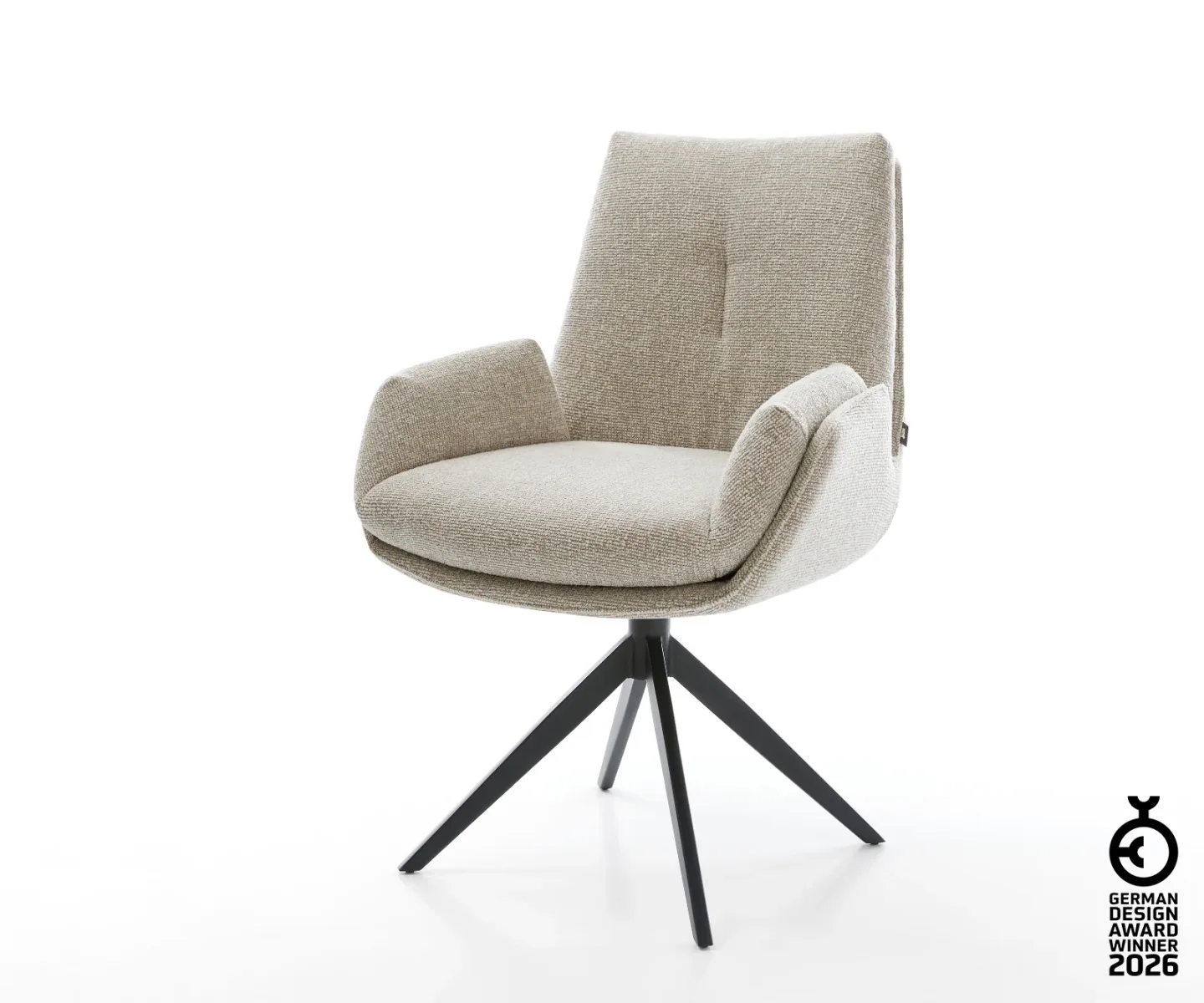 Drehstuhl Clea-Flex Webstoff Soft Beige Kreuzgestell breit Schwarz 360° drehbar Wippfunktion