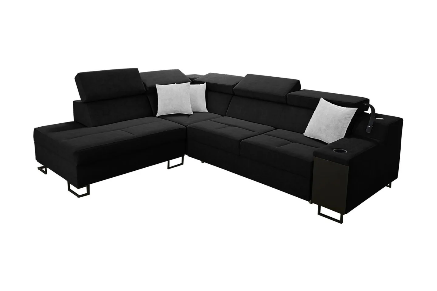 Seginus Bäddsoffa m. Schäslong 3-sits 210x127 - Svart