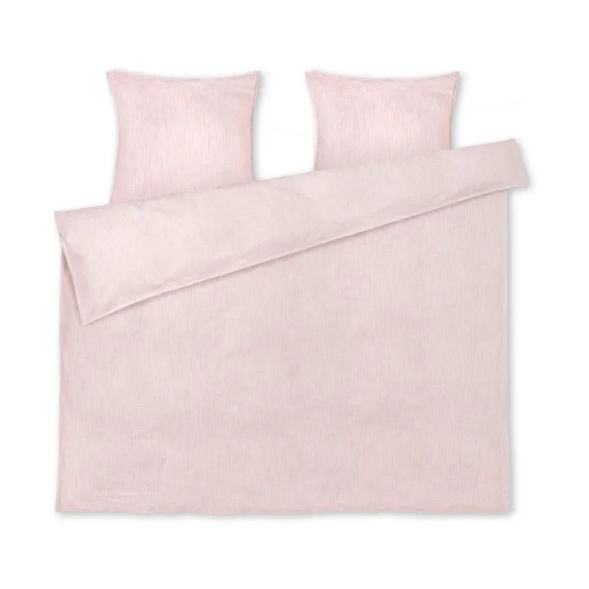 Juna Monochrome Lines bäddset 220x220 cm Rosa-vit