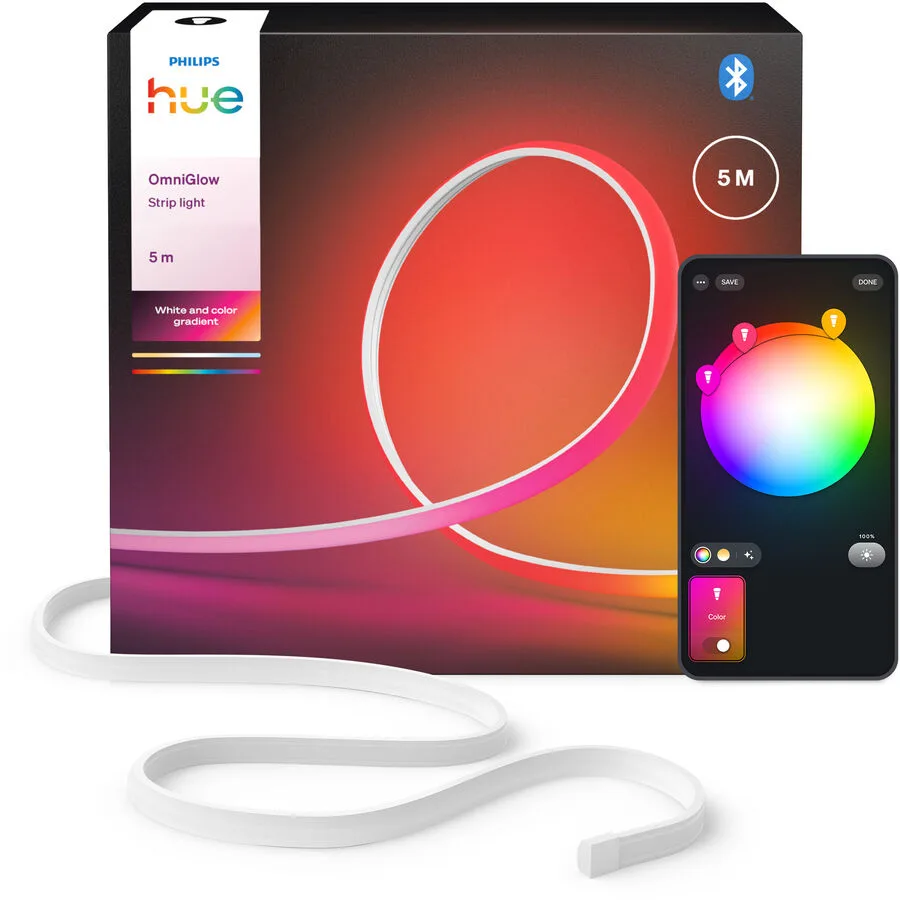 LED-Stripe Philips Hue OmniGlow Silikon 5m - Farbe: weiss - LED - Lichtfarbe: Extra warmweiss - Helles Neutralweiss - LED-Stripe