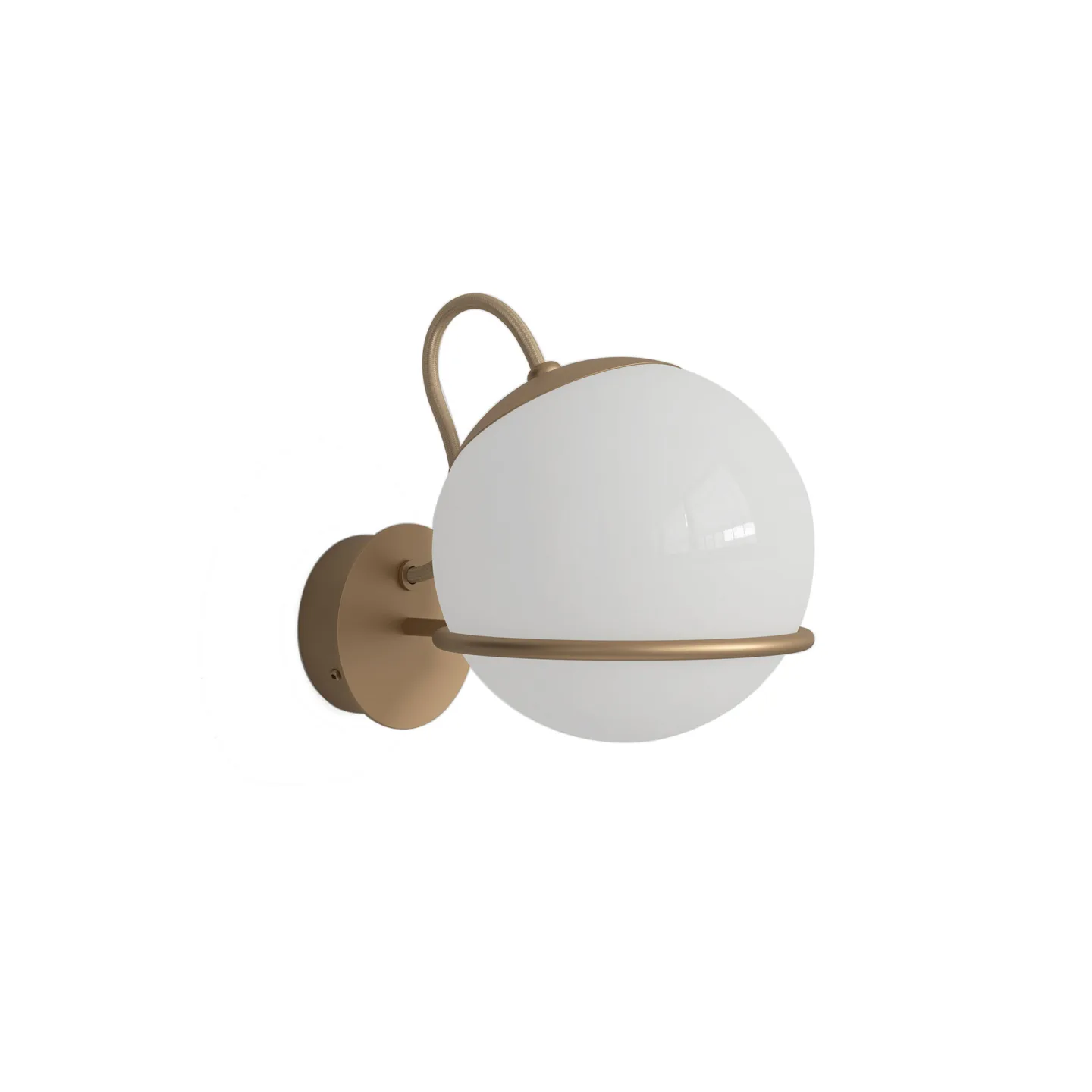 Astep - Model 237/1, 1 Opaline Sphere (14cm Diameter), Champagne Mount - Vägglampor - Gino Sarfatti - Guld,Vit - Glas/Metall