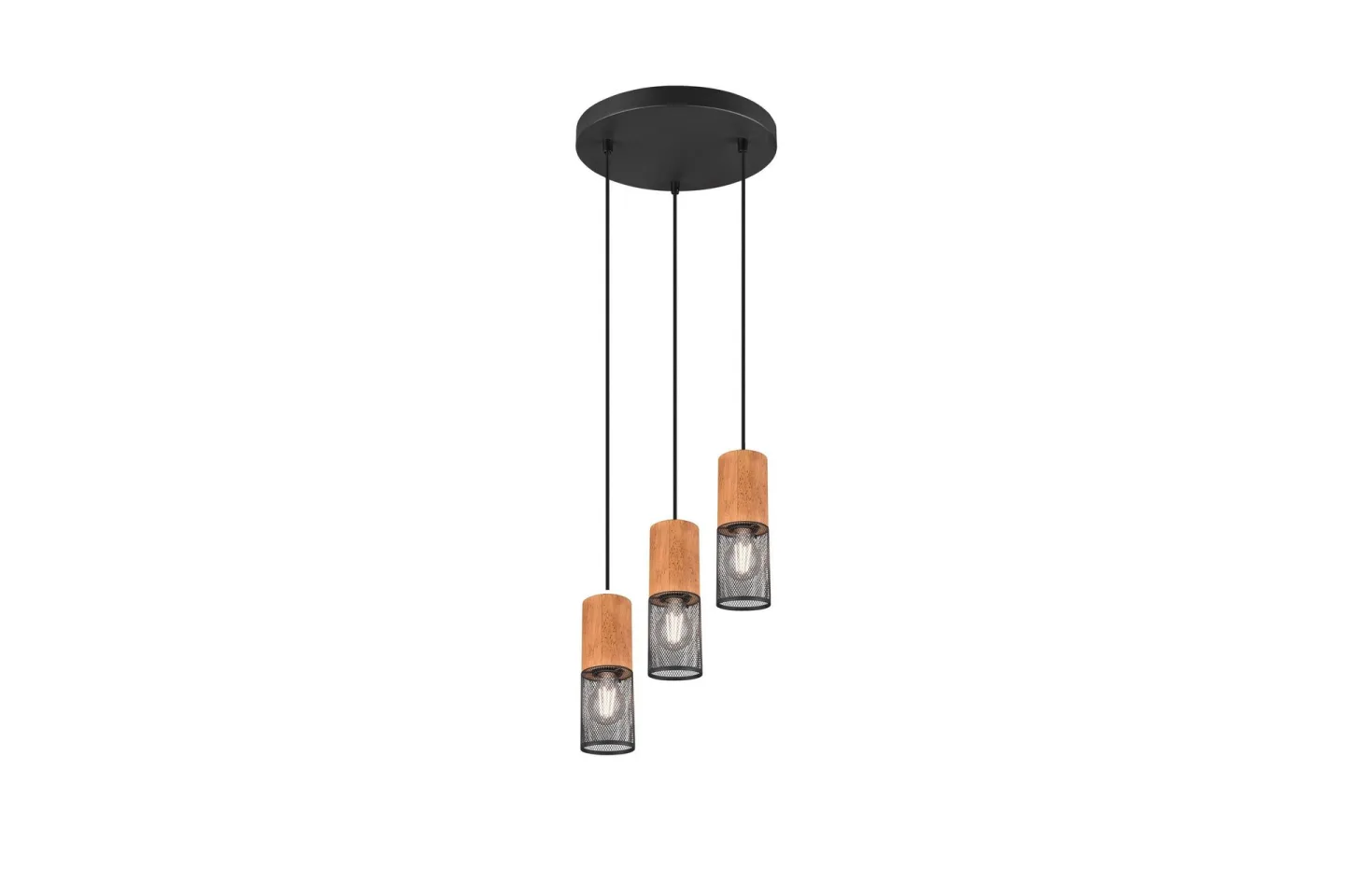 Tosh Taklampa 3L E27 mattsvart - Natur/Matt svart