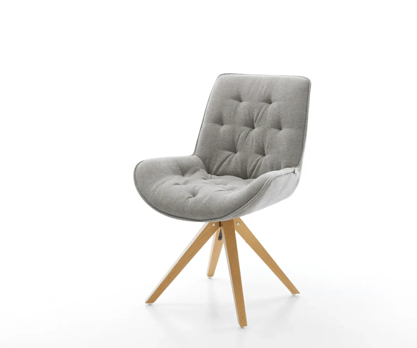 Drehstuhl Taimi-Flex Strukturstoff Soft Grau Holzgestell kantig Natur 360° drehbar