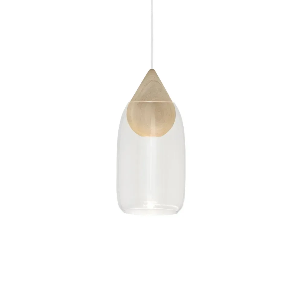 Mater Liuku Drop Pendelleuchte Transparent, Linde matt lackiert