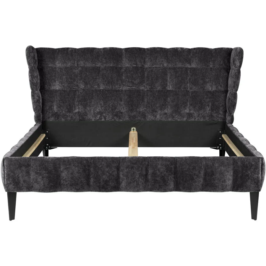 Bett Hemingway Grau Stoff 200 x 220 cm
