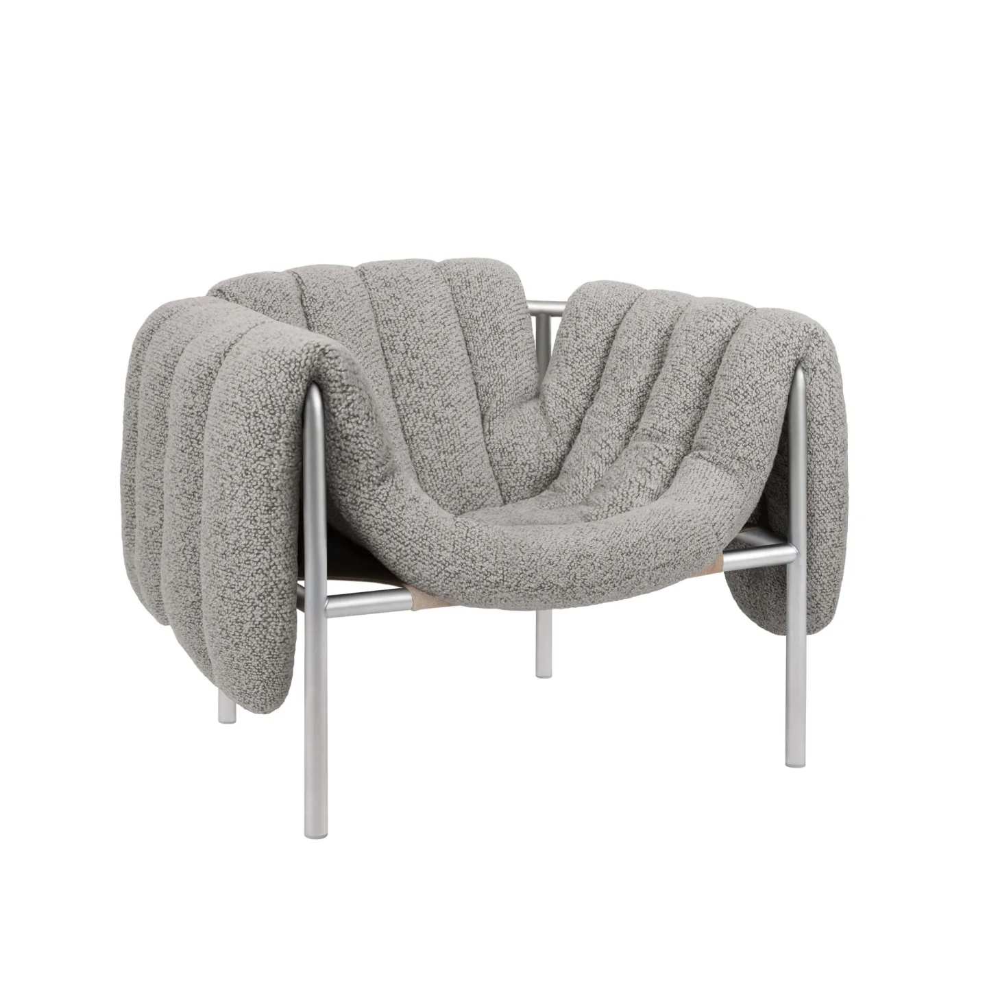 HEM - Puffy Lounge Chair - Pebble/Stainless - Fåtöljer - Faye Toogood - Silver,Grå - Bomull/Naturmaterial/Metall/Syntetiskt/Skum/Plast