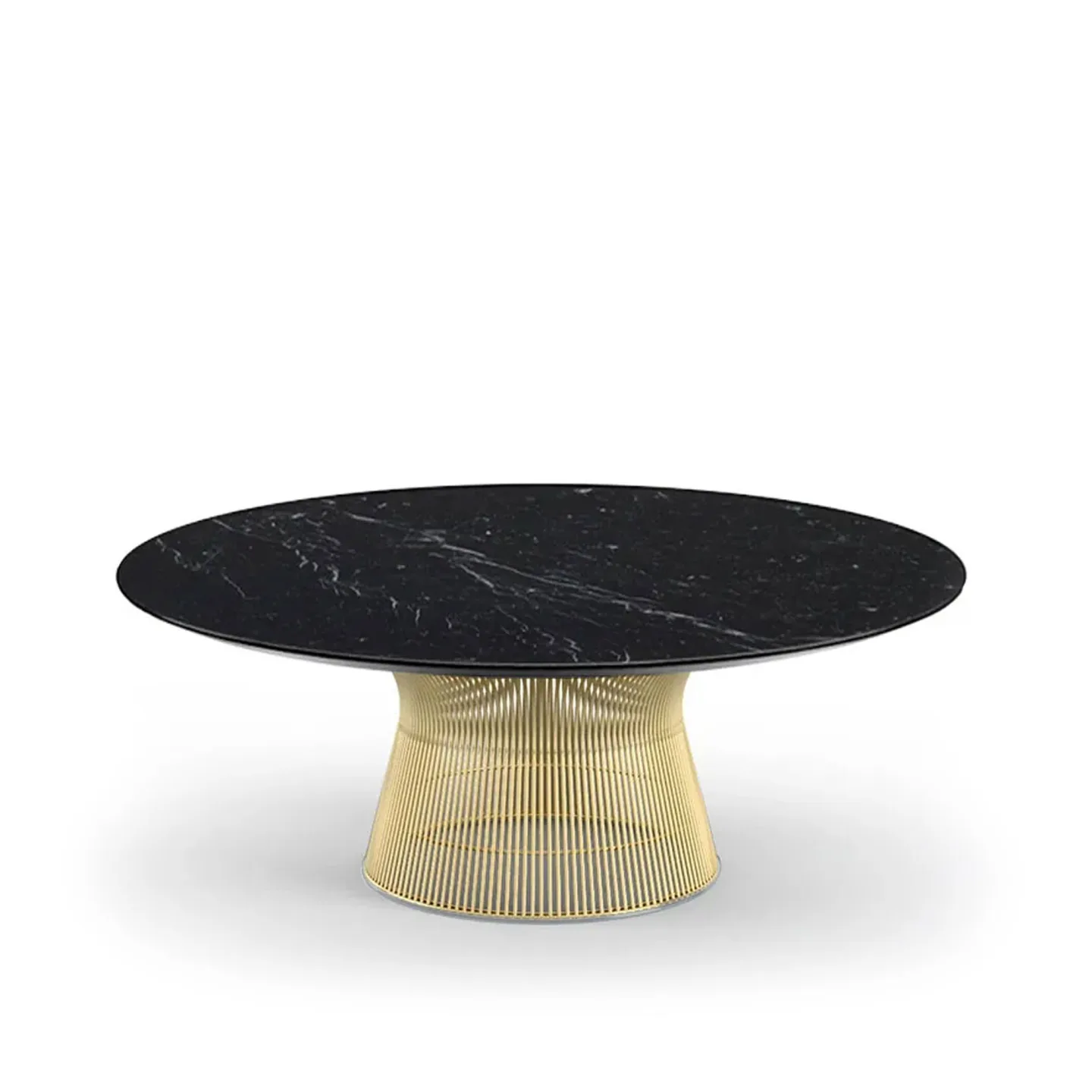 Knoll - Platner soffbord 18k guld, Ø 107 cm, skiva i svart Marquina marmor - Soffbord - Warren Platner - Guld - Metall/Sten