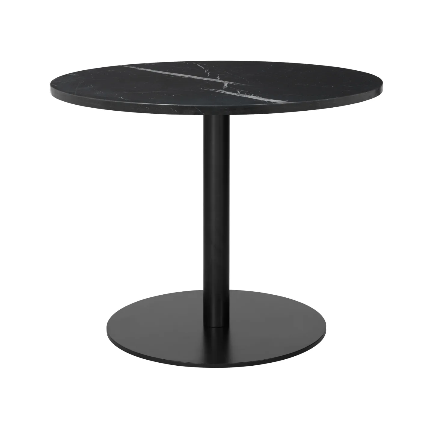 Gubi - Gubi 1.0 Lounge Table, Round, Ø80, Black Base, Marble Top - Nero Marquina - Soffbord - Svart - Metall/Sten