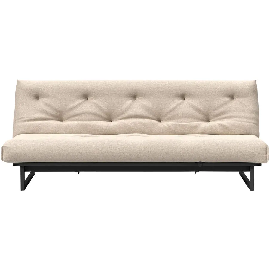 Innovation Bettsofa Kelani Sand, Schwarz Stoff, Metall B 200 T 100 cm Verstellbare Lehne