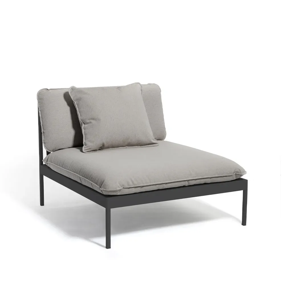 Skargaarden Bönan modulsoffa Fiord 551 beige, 1-sits, mörkgrå aluminium ram