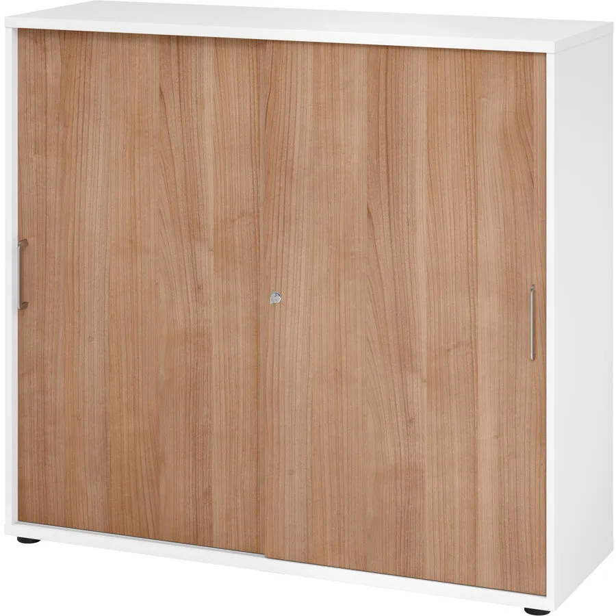 Aktenschrank Office Nussbaum Dekor, Weiss Holzwerkstoff B 120 H 110 cm