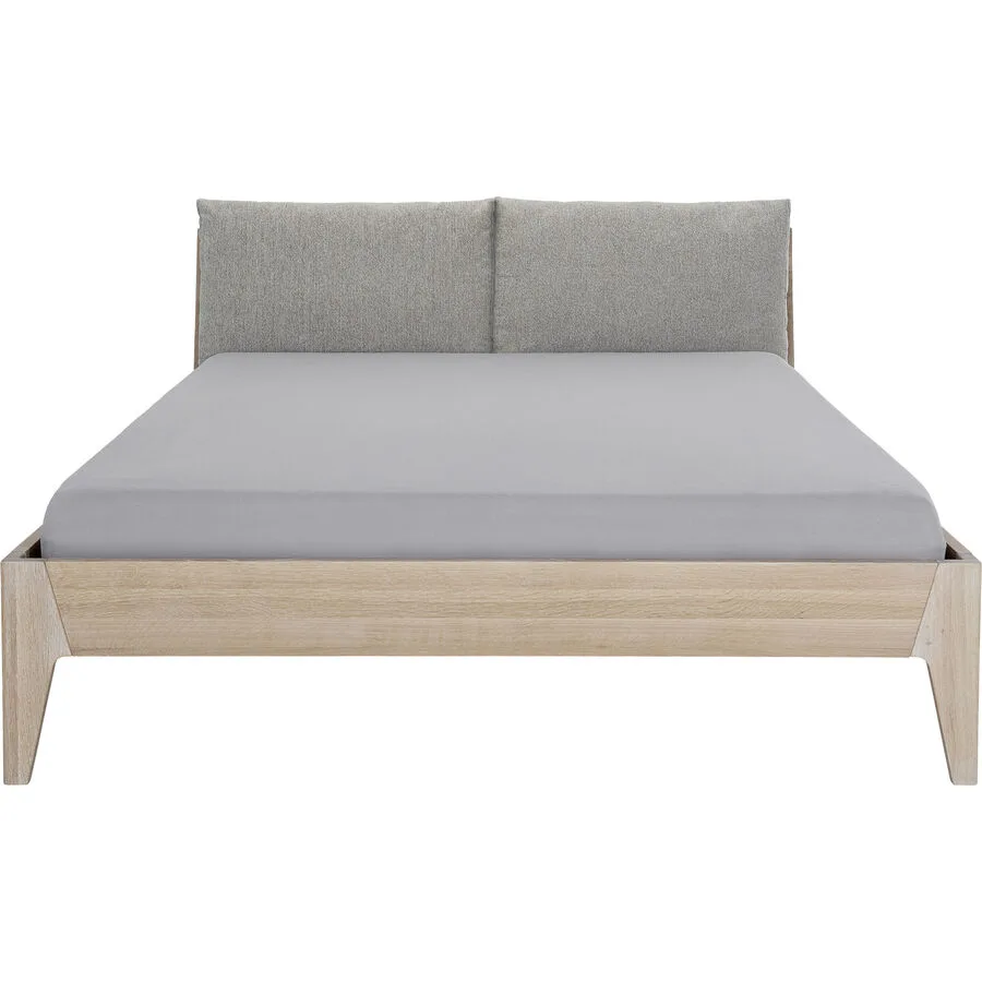 Bett Taavi Natur, Grau Eiche Massivholz 160 x 200 cm - Material: Eiche, Stoff