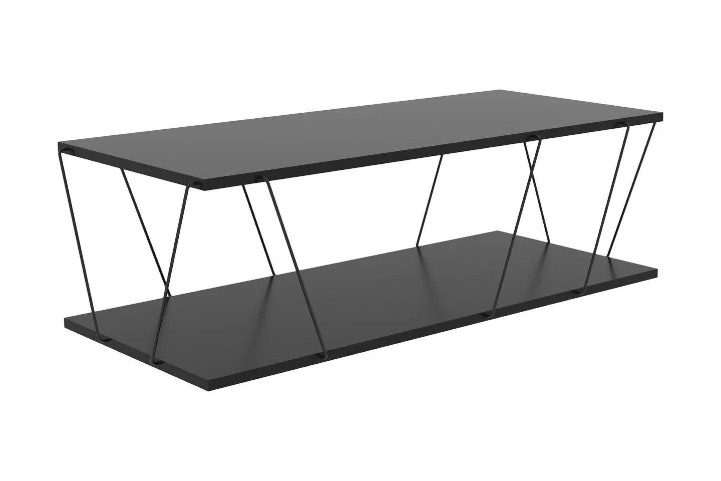Ljusfors Soffbord 120 cm med Förvaring Hylla - Antracit/Svart