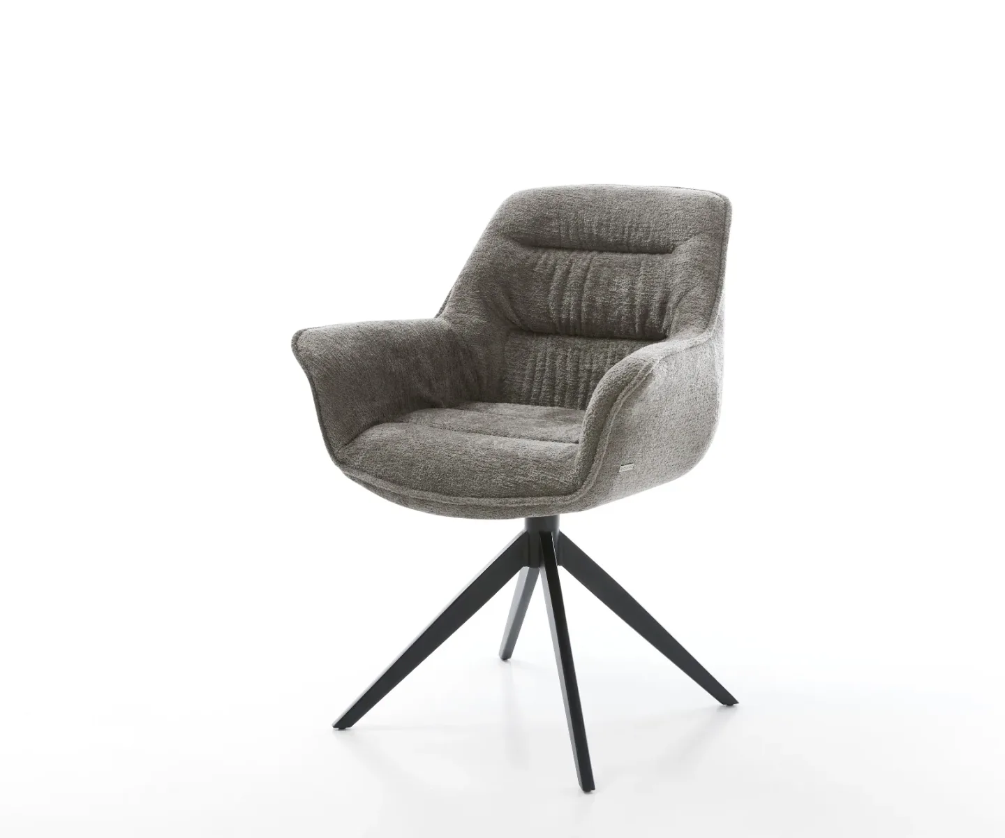 Drehstuhl Kaira-Flex Bouclé Soft Schlamm Kreuzgestell breit Schwarz 360° drehbar Wippfunktion
