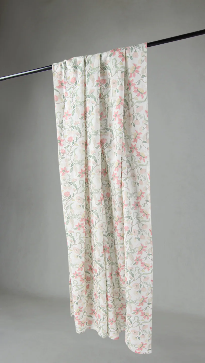 Gardiner - Bomullsgardin - Sollan (rosa) (Størrelse: 140 x 300 cm)