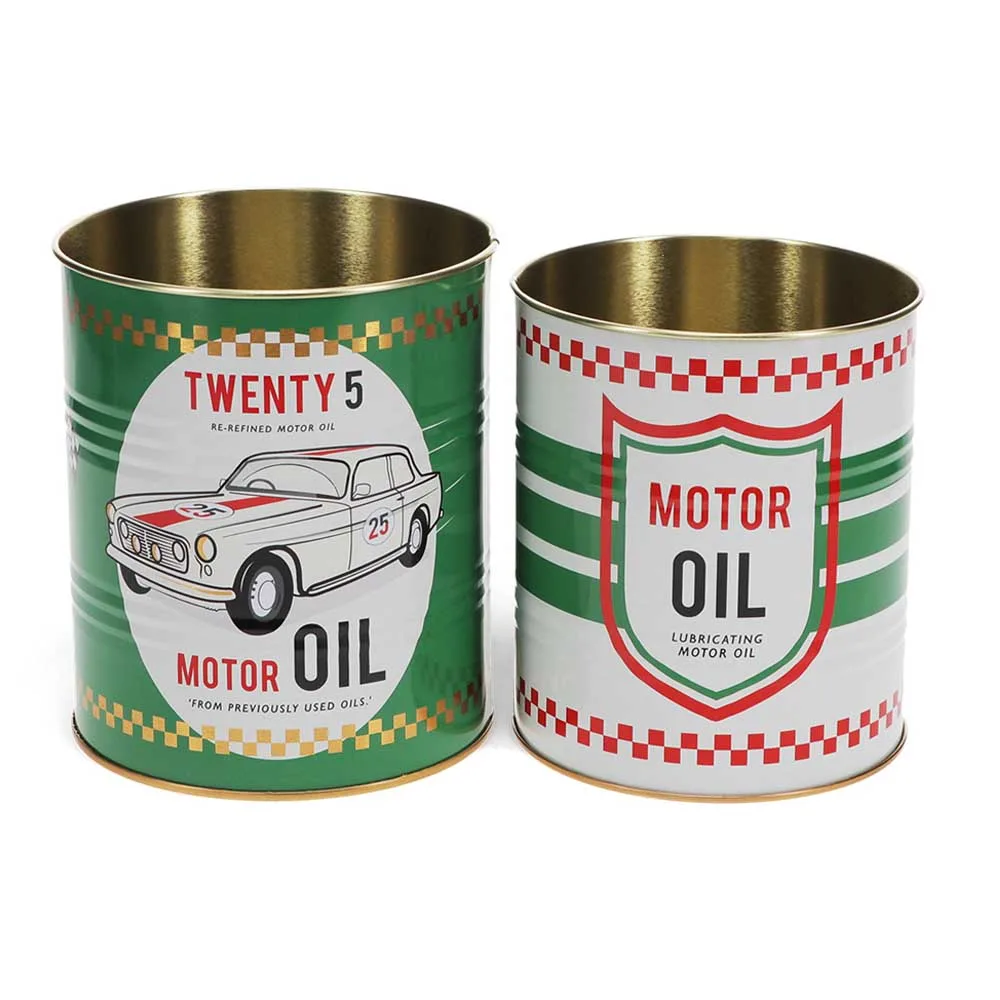 Kruka / plåtburk 2 pack Motor Oil