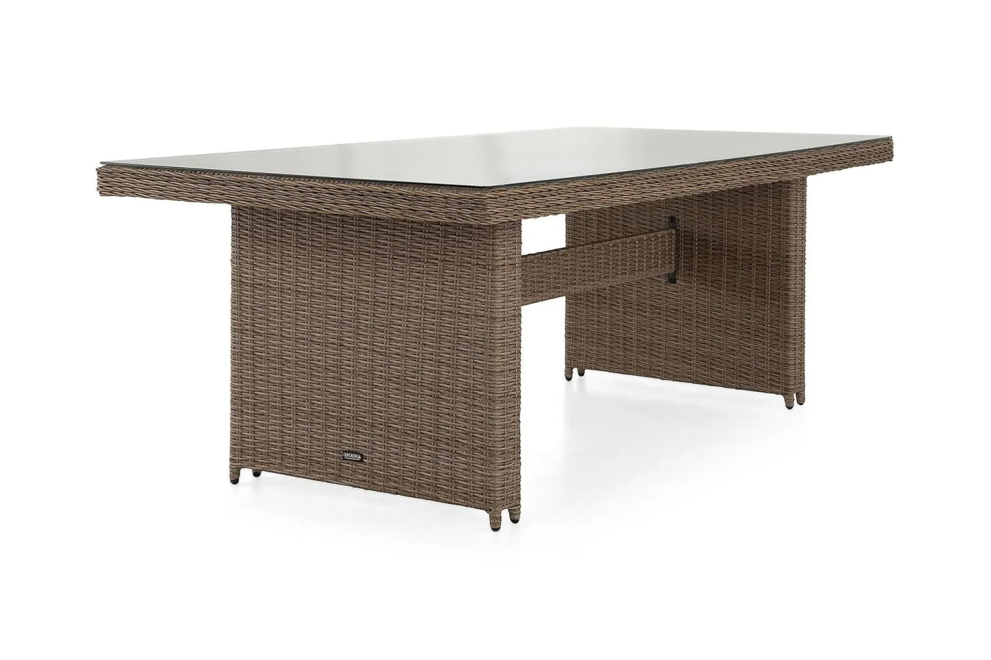 Marcus Stort Matbord Utomhus 200x100 cm – Utebord i konstrotting med glasskiva för Uteplats och Trädgård - Natur Trä