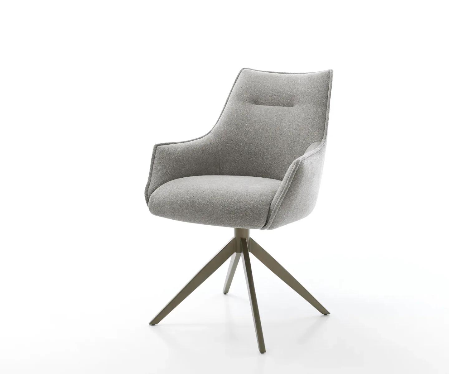 Drehstuhl Alja-Flex mit Armlehnen Strukturstoff Soft Grau Kreuzgestell breit Effektfinish Titan 360° drehbar Wippfunktion Taschenfederkern