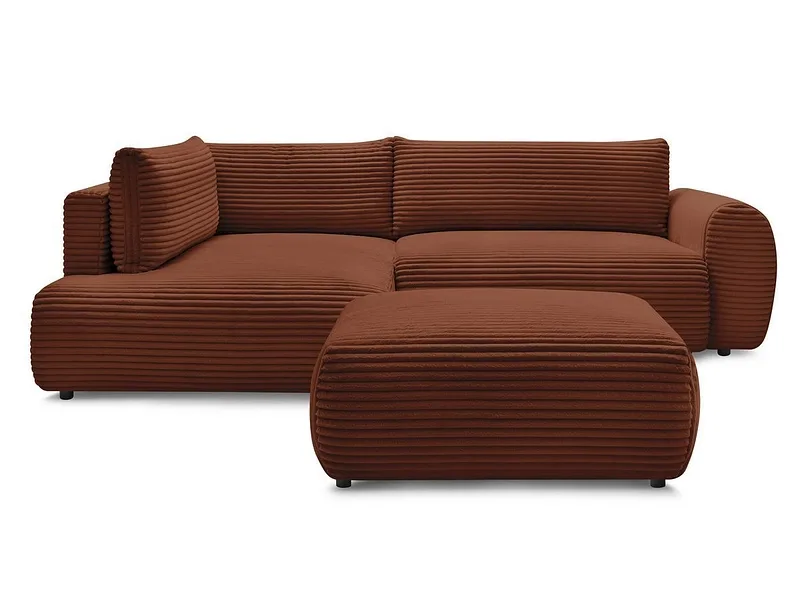 Ecksofa mit Hocker BOBOCHIC LUCIEN Cord-Stoff orange