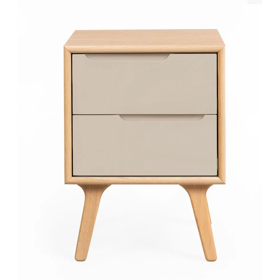 Nachttisch Hedy beige, eiche hell Holz, Eiche Furniert, Holzwerkstoff Massivholz B 40 H 52 cm