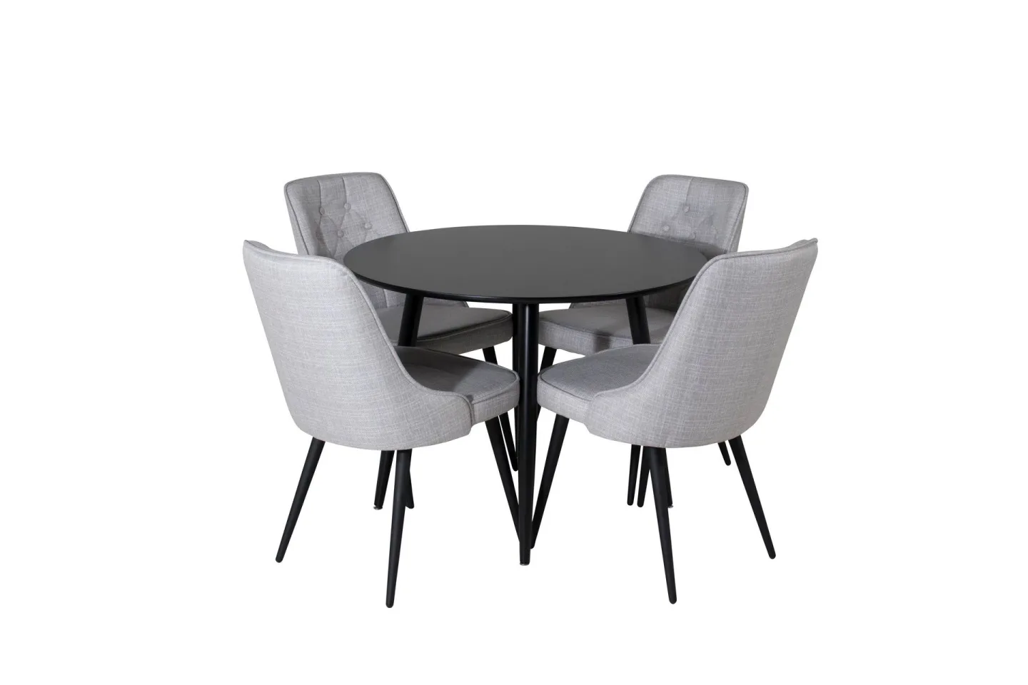 Plaza Matgrupp 100 cm Rund med 4 Velvet Deluxe stolar - Svart