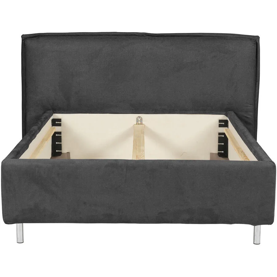 Bett Bow grau 51% Polyester, 42% Acryl, 7% Baumwolle mit attraktiver Spezialnaht am Kopfteil, im skandinavischen Design 160 x 220 cm