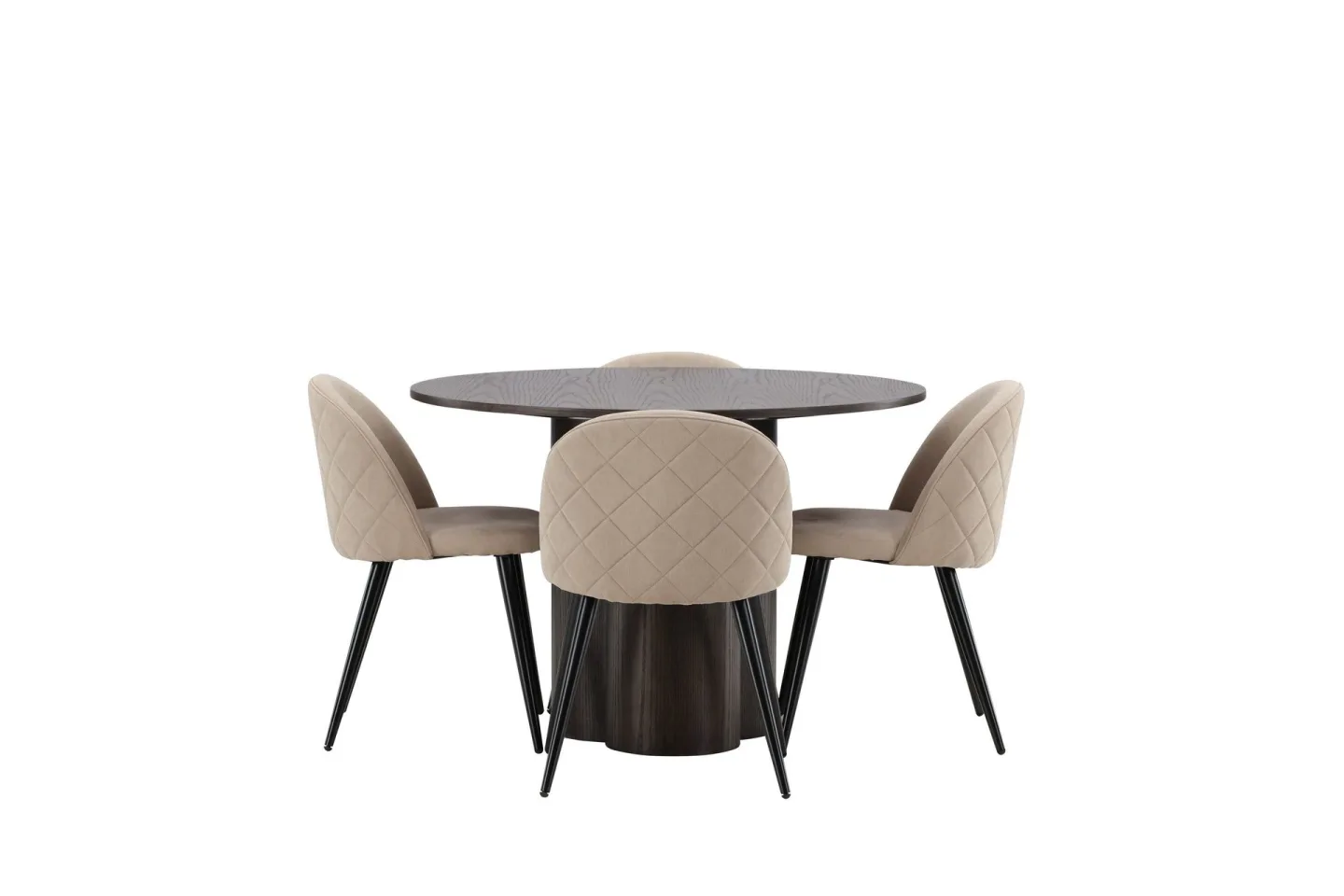 Olivia Matgrupp 110 cm Rund med 4 Velvet stolar - Beige